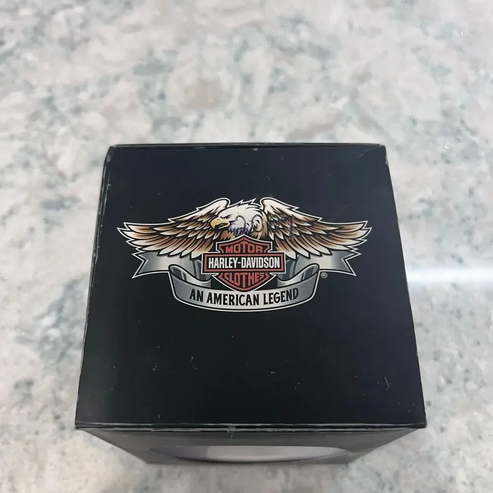 2007 Harley Davidson Starry Blue Biker Santa Glass Ball Christmas Ornament